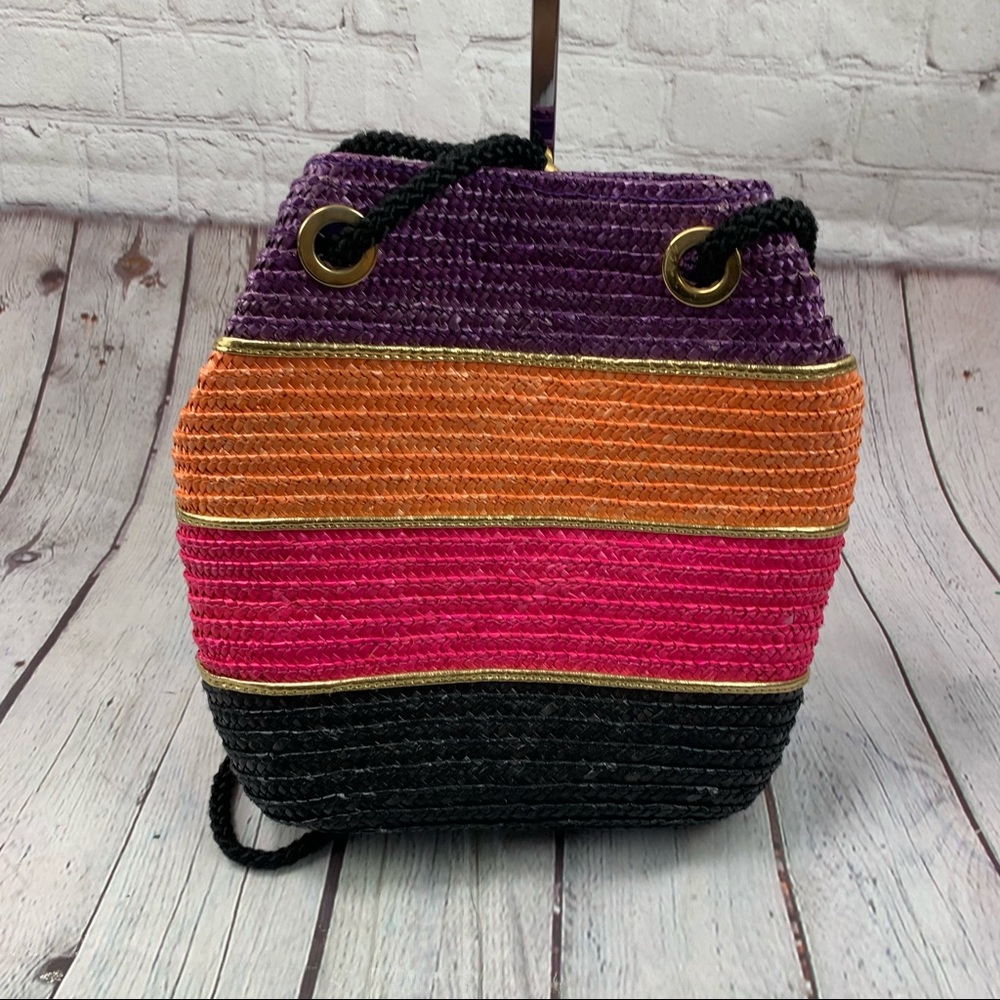 Vintage Chic Multicolor Straw Handbag Shoulder Bag - Picture 4 of 8